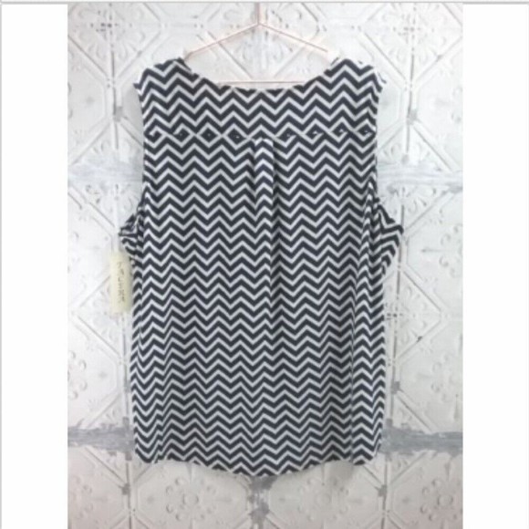 Tacera Tank Top Sleeveless Shirt Navy Blue Chevron Size 3X NWT - Picture 4 of 6